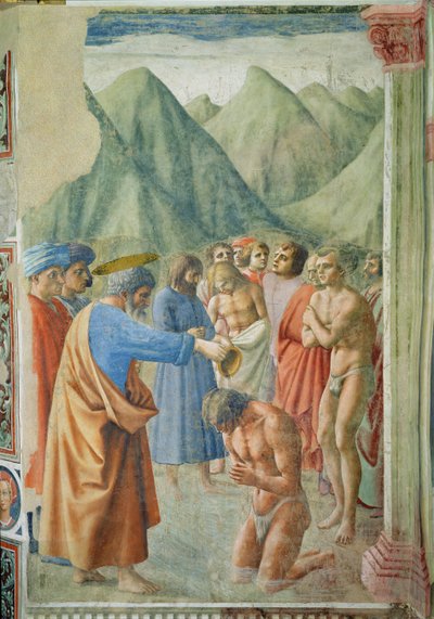 St. Peter Baptising the Neophytes, c.1427 by Tommaso Masaccio